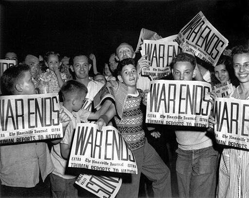 Celebrating VJ Day in the U.S. - Image Public Domain via Wikicommons