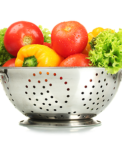 a bowl with tomatoes, yellow pepper and kale