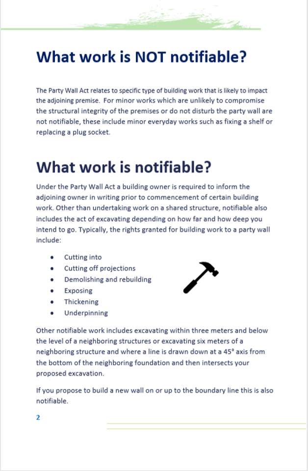 Notifiable work under the party wall act?