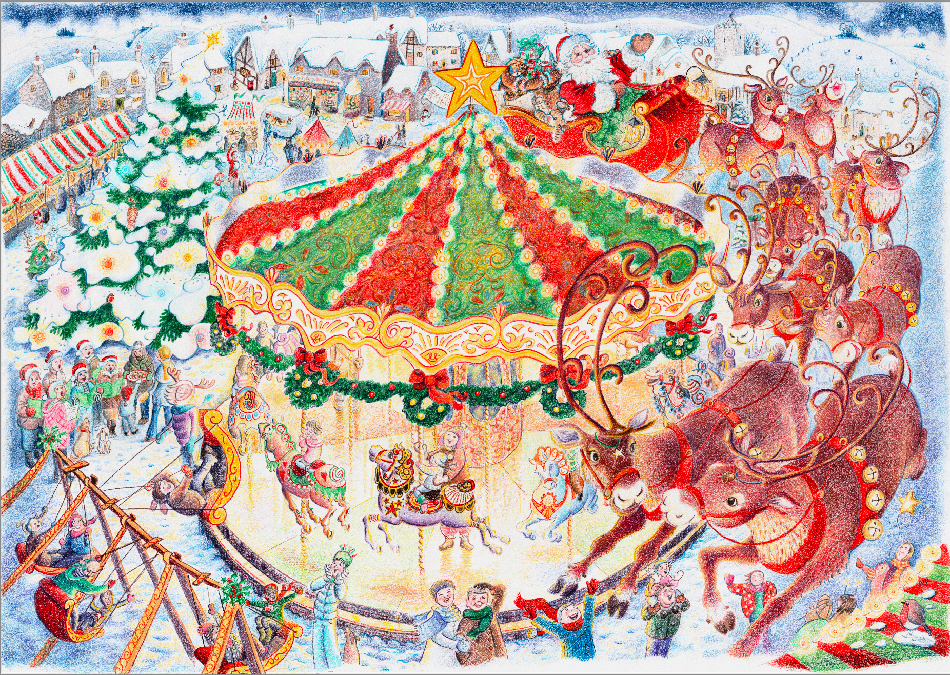 carousel and santa jigsaw puzzle by grovely puzzles