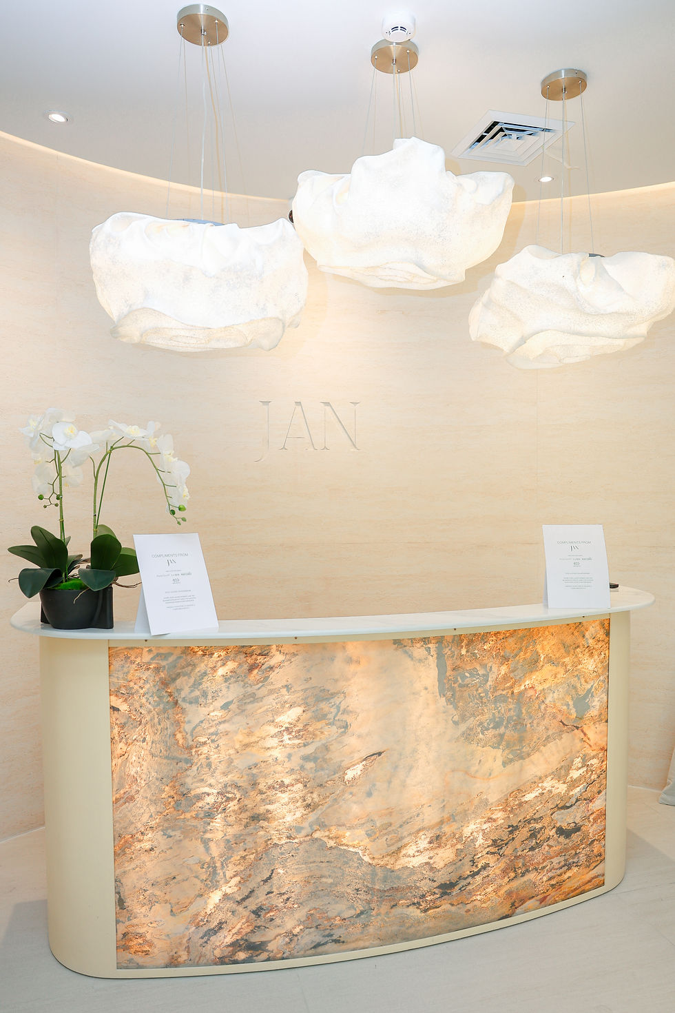 reception area of an advanced body solutions clinic.