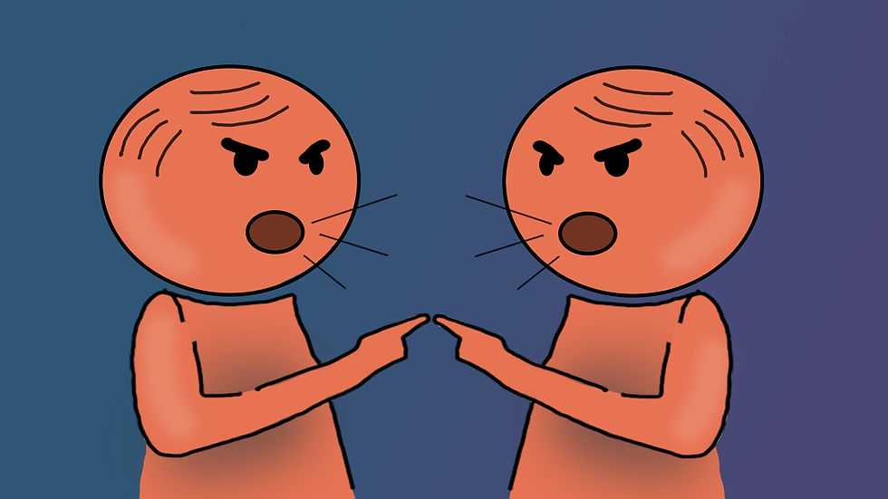 illustration of two cartoon figures arguing with each other