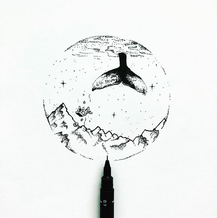 Black line drawing, illustrataion, ink