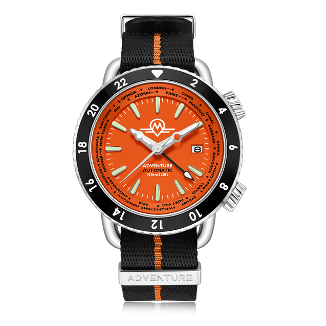 MONRO ADVENTURE is a multi-functional timepiece powered by the Seiko NH34A automatic GMT movement.

 

It allows you to tell the time in 24 locations around the world, go diving to 100m and change between its two straps straight out of the box.  Available now in seven limited edition styles to accompany you on your own adventures.