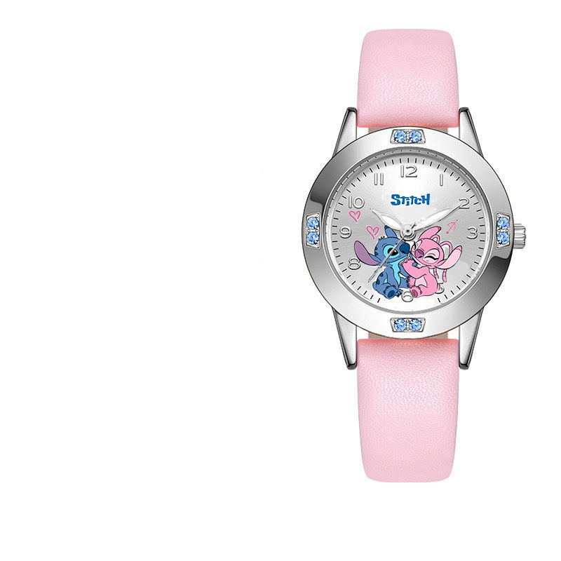 Thumbnail: Disney Stitch Girl's Watches Diamond Quartz Watch for Women Stich Cartoon Leathe