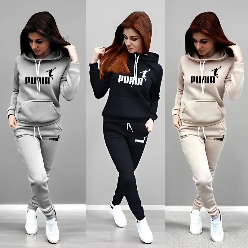 Autumn Winter Daily Casual Sporty Hoody Outfit Women's Jogger Set Hoodies and Sw