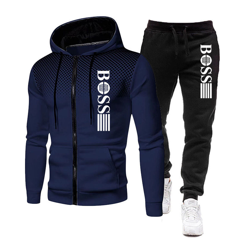 Thumbnail: 2025 New Men's zippered hoodie + Casual Pants Set for Autumn and Winter fashion 