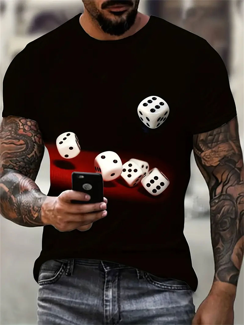 Thumbnail: Mens Lion Print Short Sleeve Crew Neck T-Shirt Soft Breathable Casual Wear Outdo