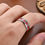 Thumbnail: Red Personalized Couple Tungsten Carbide Ring with Spider Pattern Dome Edge,Comf