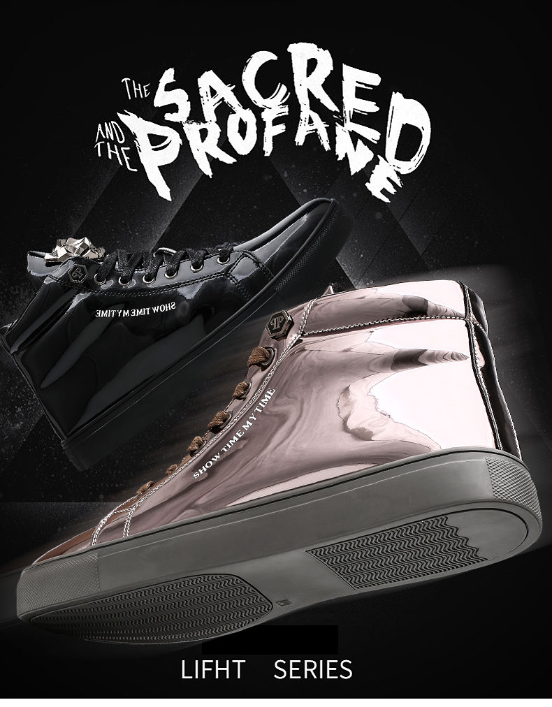 Thumbnail: Leather Shoes Men Sneakers Plus Size 47 Ankle Boots Men Hip Hop Shoes Sneakers M