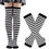 Thumbnail: 2Pair/Set Women Gothic Punk Over Knee Long Stripe Socks Girl Arm Sleeve Gloves T