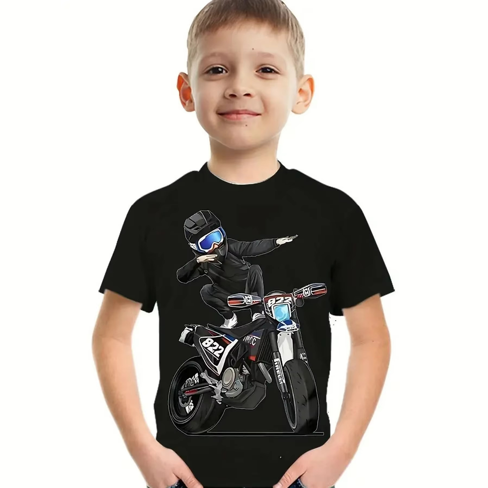 Thumbnail: Motorcycle Rider Boys T-Shirt 3D Printed T-Shirt for Boy 2-10Y Short Sleeve Tee 