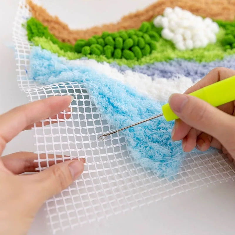 Thumbnail: Latch Hook Coaster Kits for Adults Beginners Moss Simple Embroidery DIY Crochet 