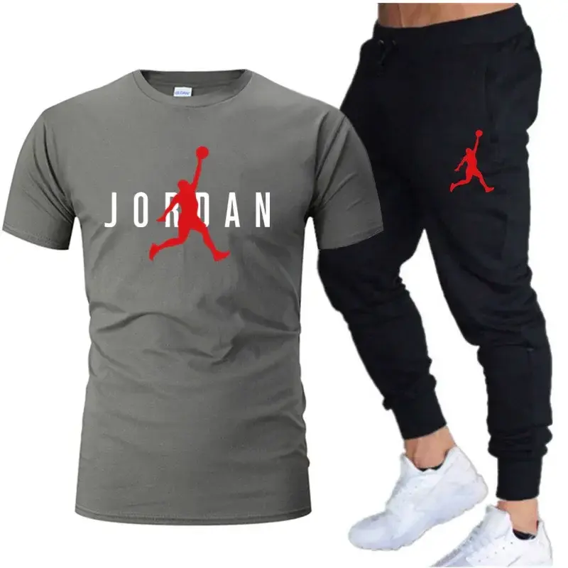 Thumbnail: 2025Hot-selling Summer T-shirt Pants Set Casual Fitness Jogger Pants T Shirt Hip
