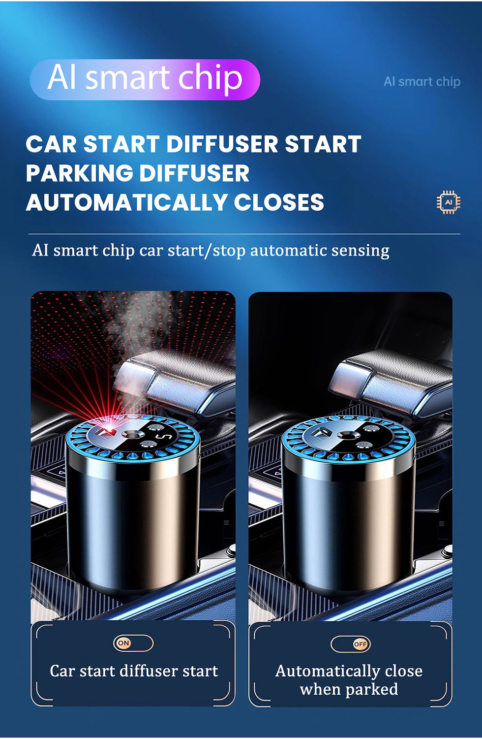 Thumbnail: Rechargeable car aroma diffuser, aromatic essential oil, colorful lights, romant