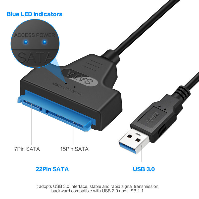 Thumbnail: SATA to USB 3.0 / 2.0 Cable Up to 6 Gbps for 2.5 Inch External HDD SSD Hard Driv