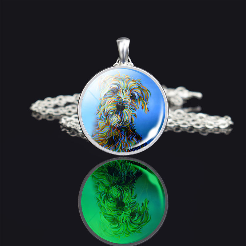 Thumbnail: Luminous Dog Photo Necklace German Shepherd Rottweiler Teddy Corgi Dog Glass Cab