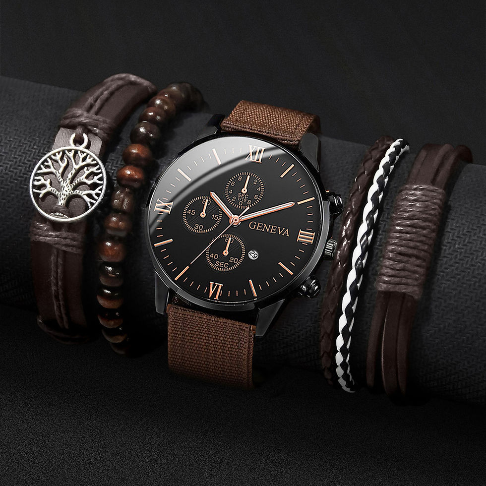 Thumbnail: 4/5PCS Fashion Men Watches Casual Male's Quartz Watch Bracelets Set Relogio Masc