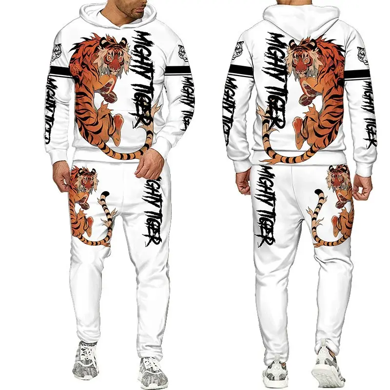 Thumbnail: New Animal 3D Tiger Printed Hoodie + Pants Suit Cool Men/Women 2 Pcs Sportwear T