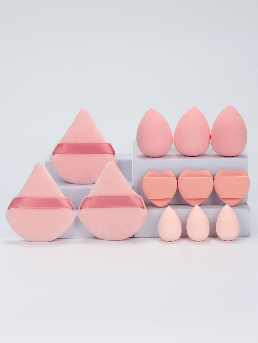 Thumbnail: 12-Piece All-Purpose Makeup Sponge Set, Made of 3 Loose Powder Puffs, 3 Mini Air