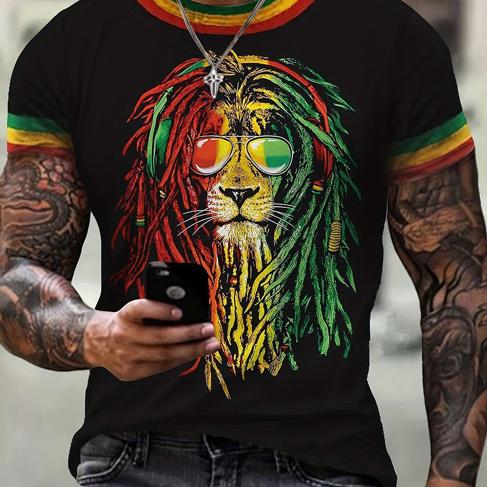 Thumbnail: Lion and Crown Cool 3D Graphic Printing Men's Novelty Short Sleeve Round Neck T-