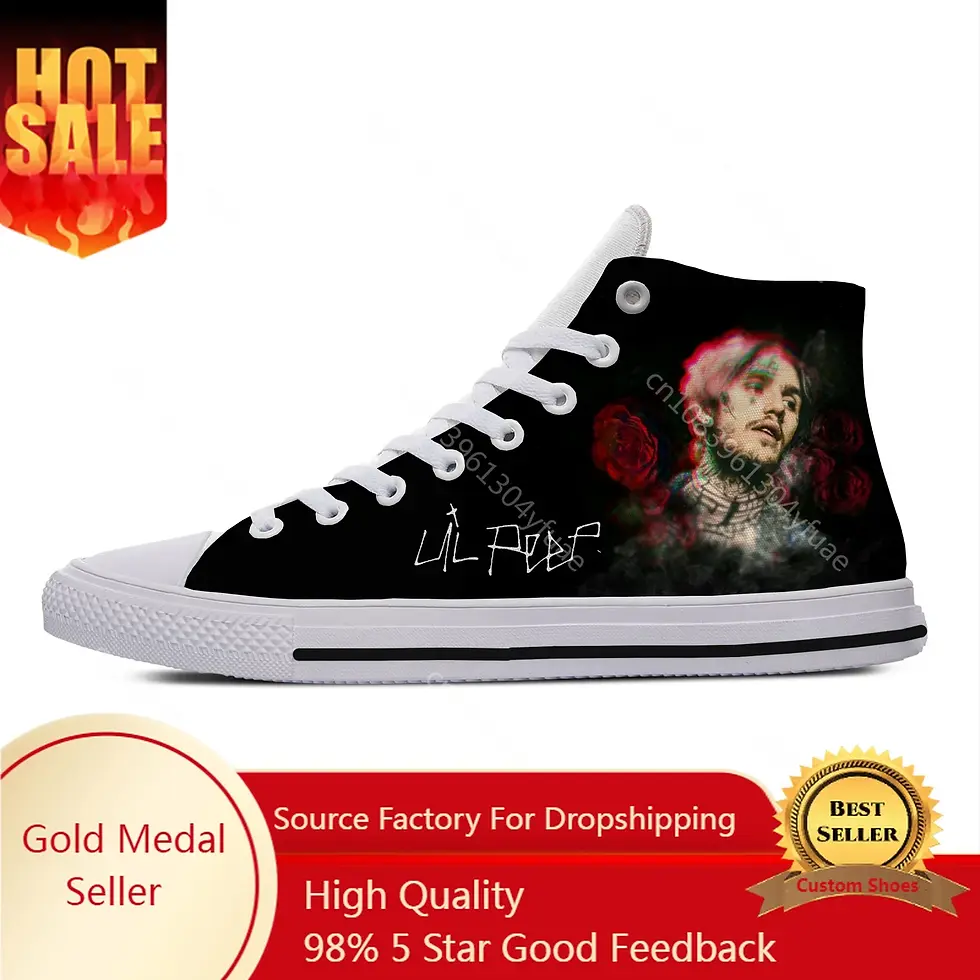 Hot Hip Hop Rapper Lil Peep Novelty Design Harajuku Lightweight High Top Canvas