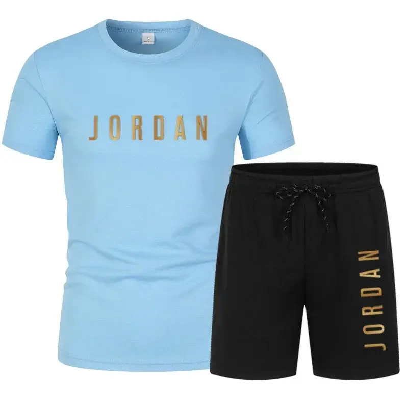 Thumbnail: Summer Youth Men's Short sleeved T-shirt+Shorts Set Fashion Trendy Casual Sports