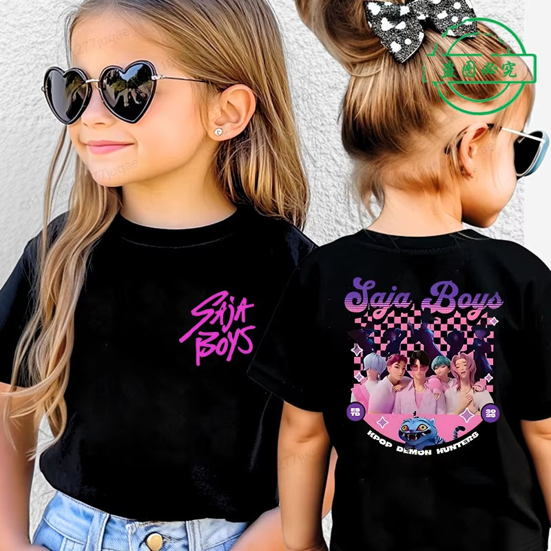 Thumbnail: KPop Demon Hunters Saja Boys Kids Clothing Summer Cartoon Derpy Tiger Clothes Fa