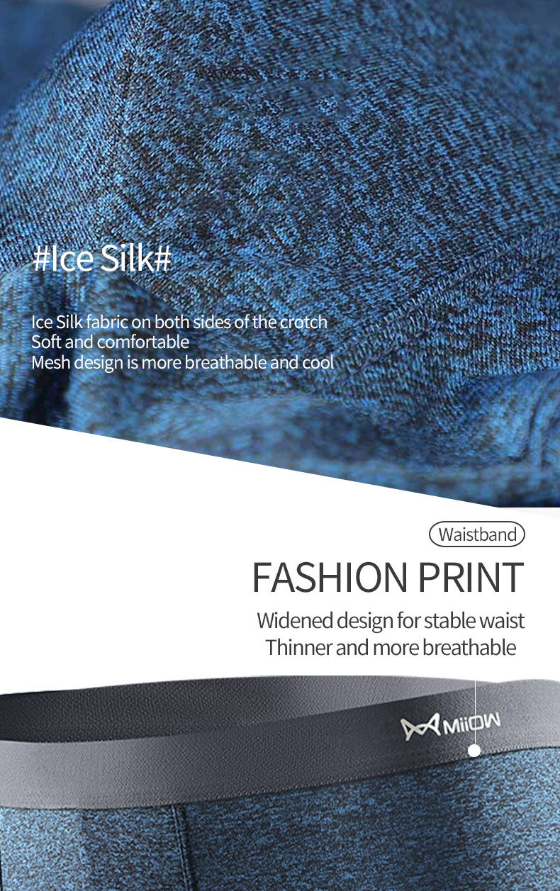 Thumbnail: MiiOW 4Pcs Ice Silk Seamless Sexy Men Underwear Boxers AAA Antibacterial Men's P