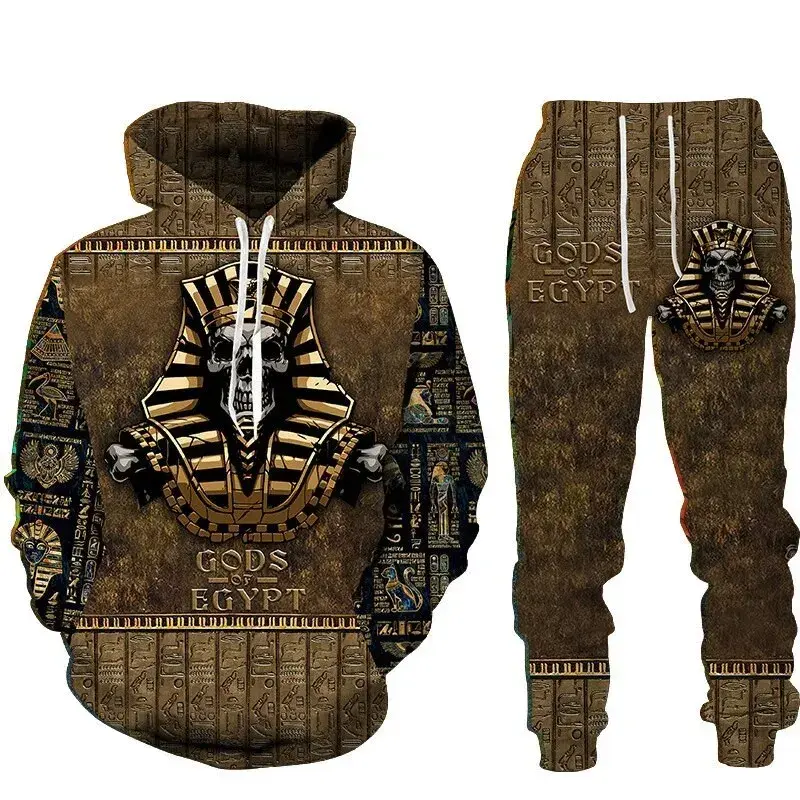 Thumbnail: Autumn Fashion Gothic Skull 3D Printed Hoodie Suit Men Sweatshirts Sweatpants Ca