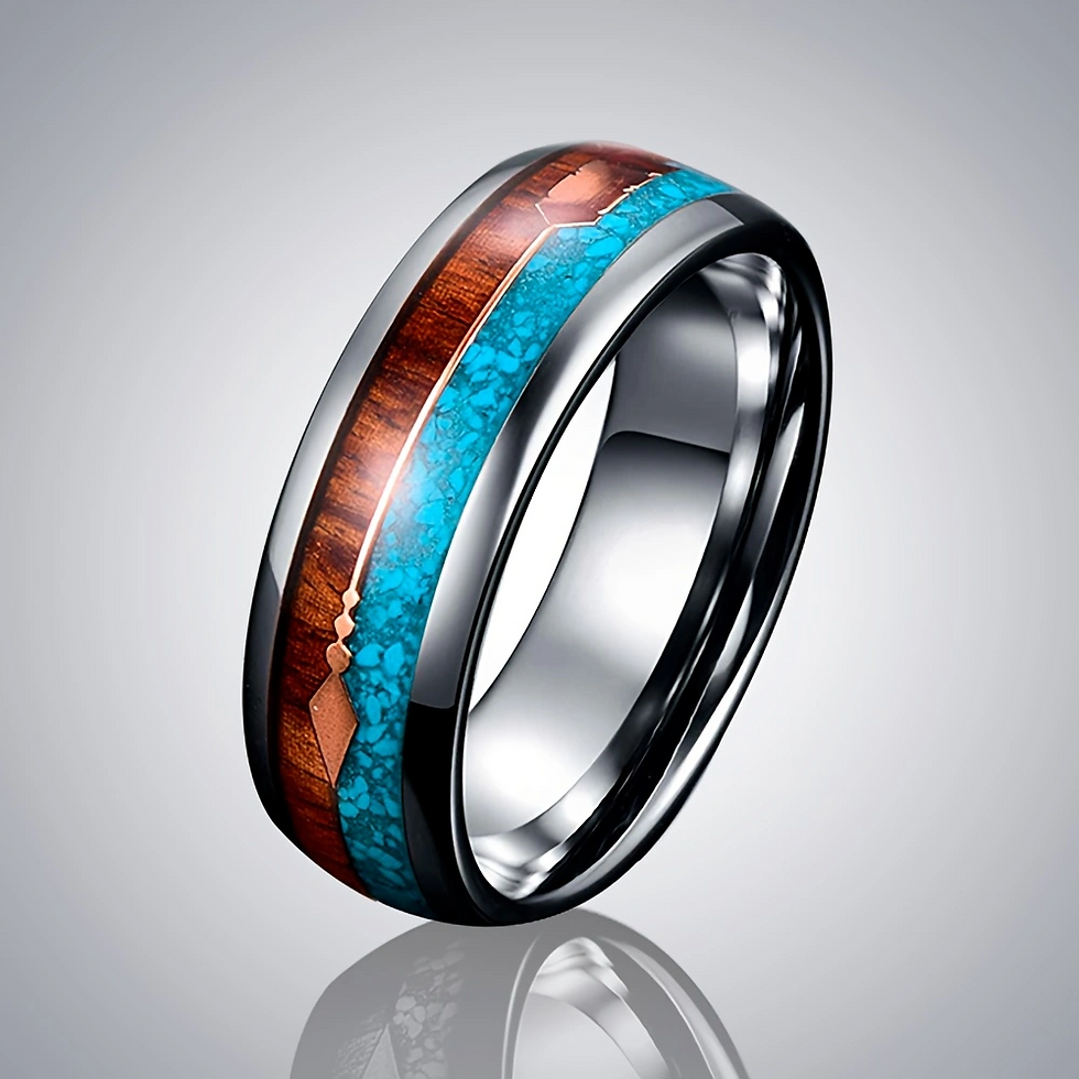 Thumbnail: Red Personalized Couple Tungsten Carbide Ring with Spider Pattern Dome Edge,Comf