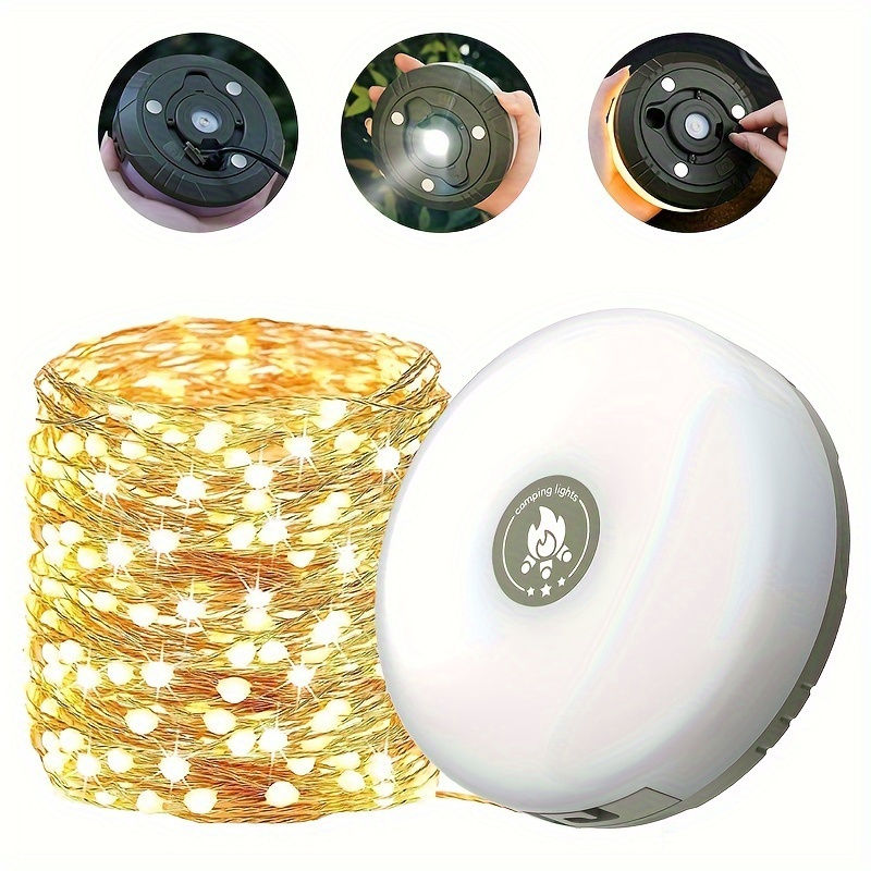 Thumbnail: Rechargeable 32.8FT Camping String Lights - 2 in 1 Quick Storage Tent Lights wit