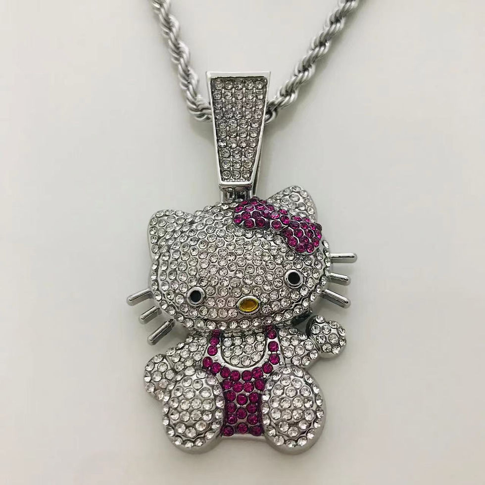 Thumbnail: Kawaii Hello Kitty Necklace Cute Sanrio Diamond Cat Zinc Alloy Pendant Men and W