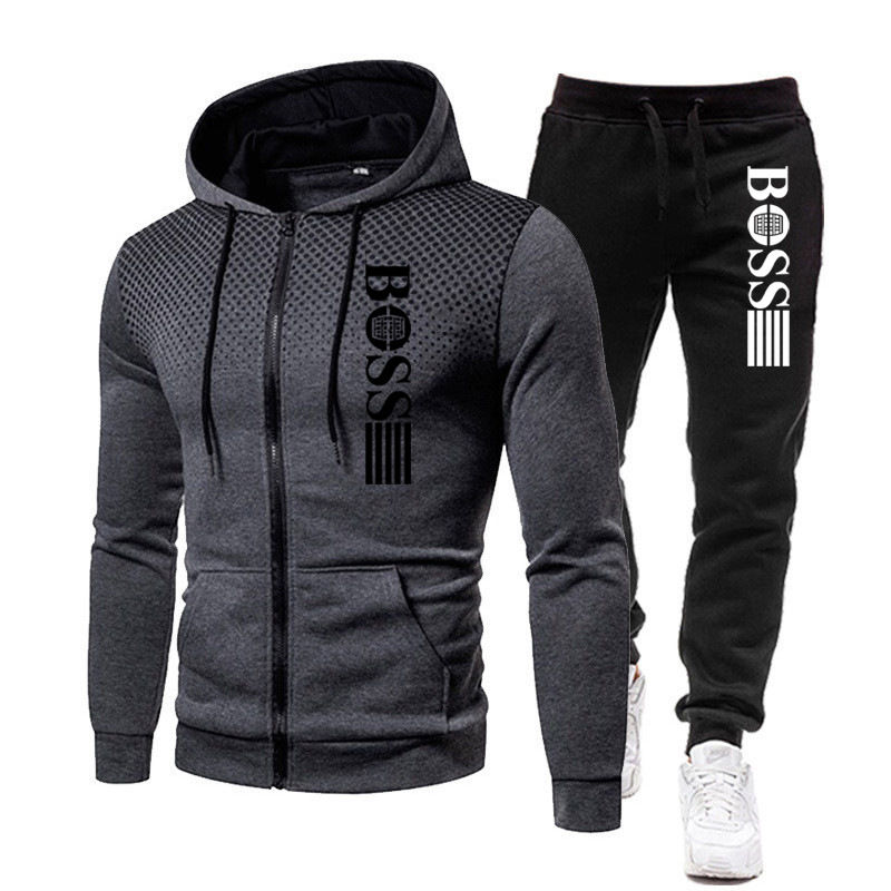 Thumbnail: 2025 New Men's zippered hoodie + Casual Pants Set for Autumn and Winter fashion 