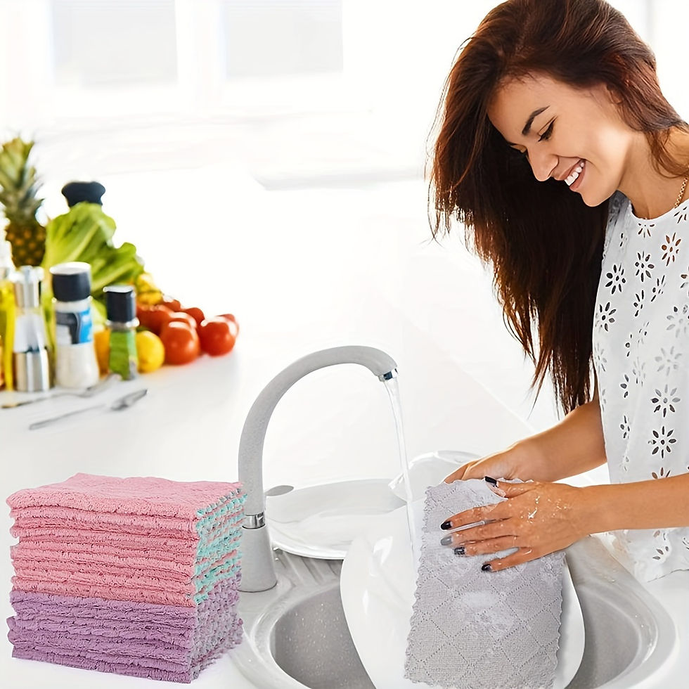 Thumbnail: 10pcs Microfiber Dish Cloths Multi Purpose Dishwashing Towels For Tableware Doub