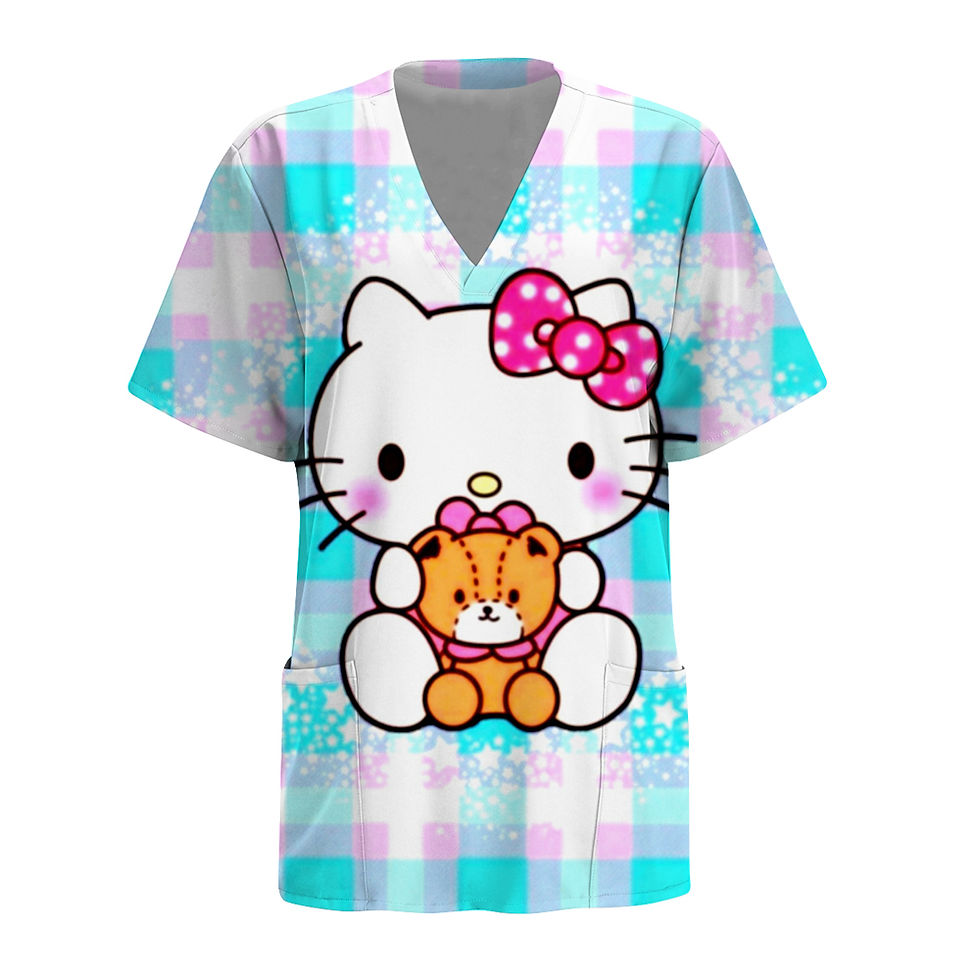 Hello Kitty print Short Sleeve Fashion Casual Slim Top Spring and Summer New Wom