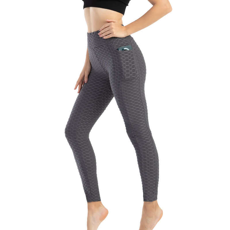 Thumbnail: Women Fashion Pocket Bubble Pants Stretchy Slim Leggings Gym Running Cycling Fit