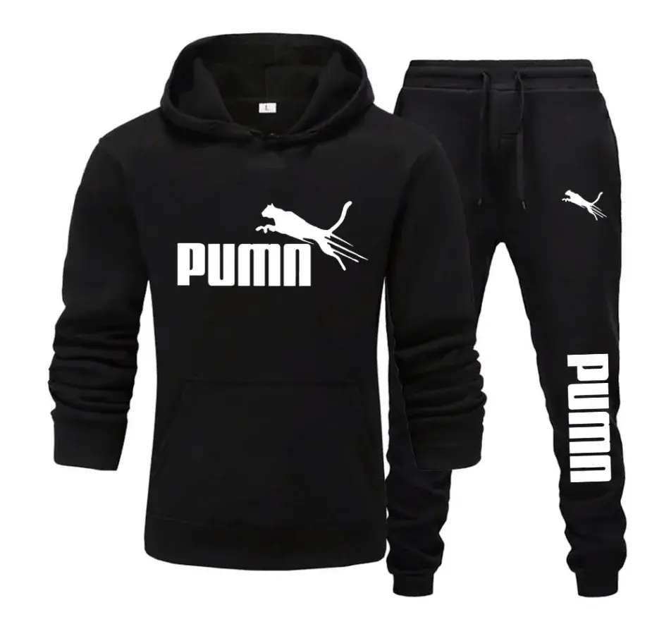 New autumn and winter men's pullover hoodie + pants 2-piece fashionable and tren