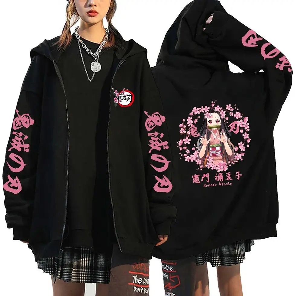 Thumbnail: Fashion Anime Cartoon Demon Slayer Pattern Print Sweatshirt Men Women Fall Winte