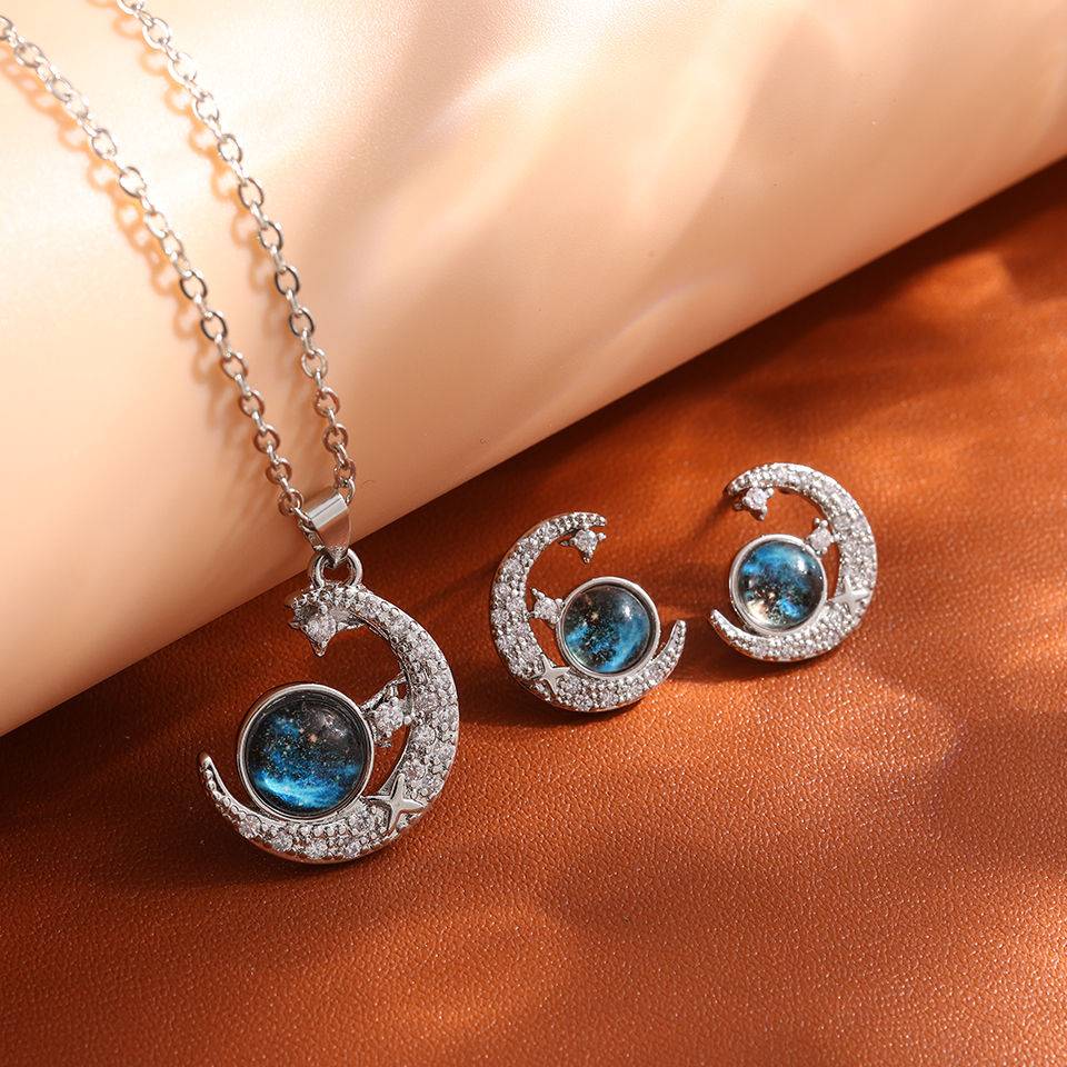 Thumbnail: Light Luxury Titanium Steel Star Series Necklace for Women Gold Color Planet Moo