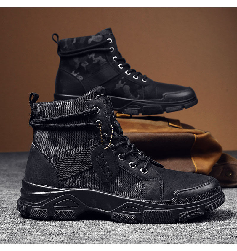 Thumbnail: Spring Autumn Shoes Mens Fashion Sneakers High top Camouflage Street Style Cloth