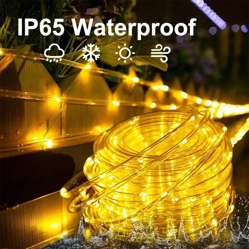 Thumbnail: LED Solar String Lights Garden Waterproof Tube Rope Lamp Christmas Garland Fairy