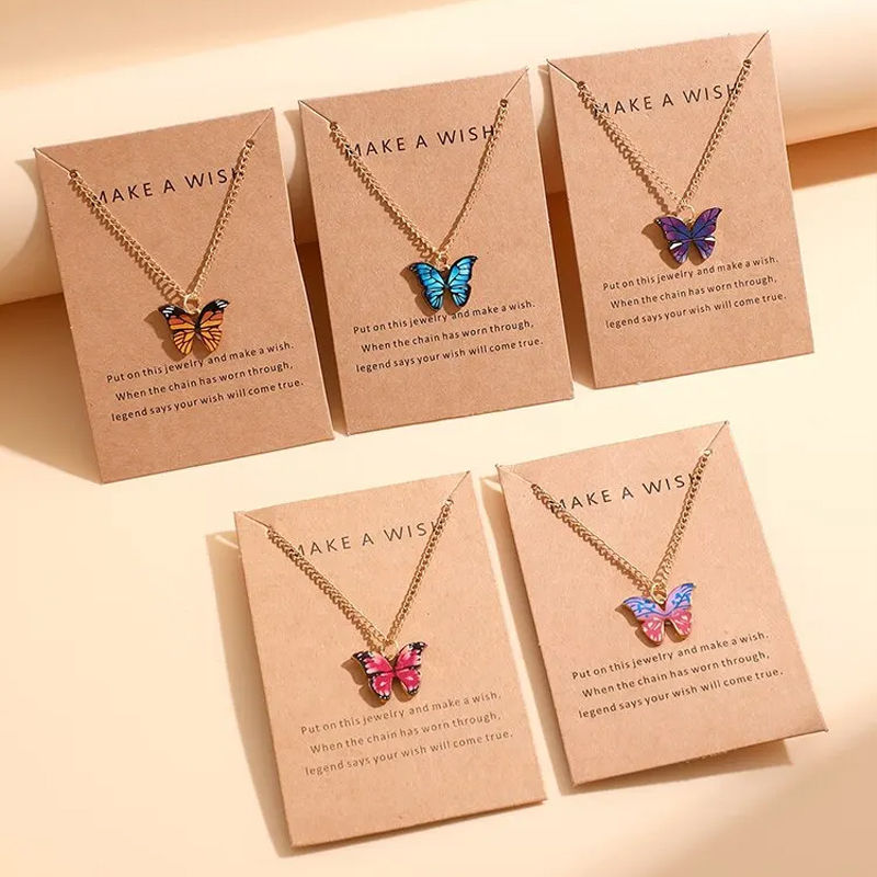 Thumbnail: 5 Pcs Fashion Boho Colorful Butterfly Necklaces Set for Women Korea Style Pendan