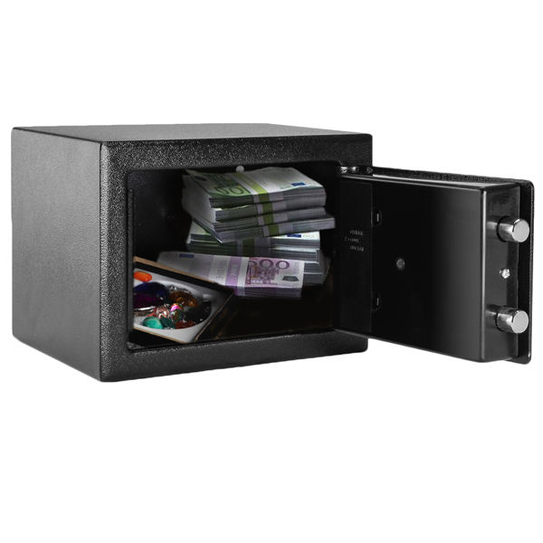 Thumbnail: Mini Wall-in Style Electronic Code Metal Steel Box Safe Case 17EF Black
