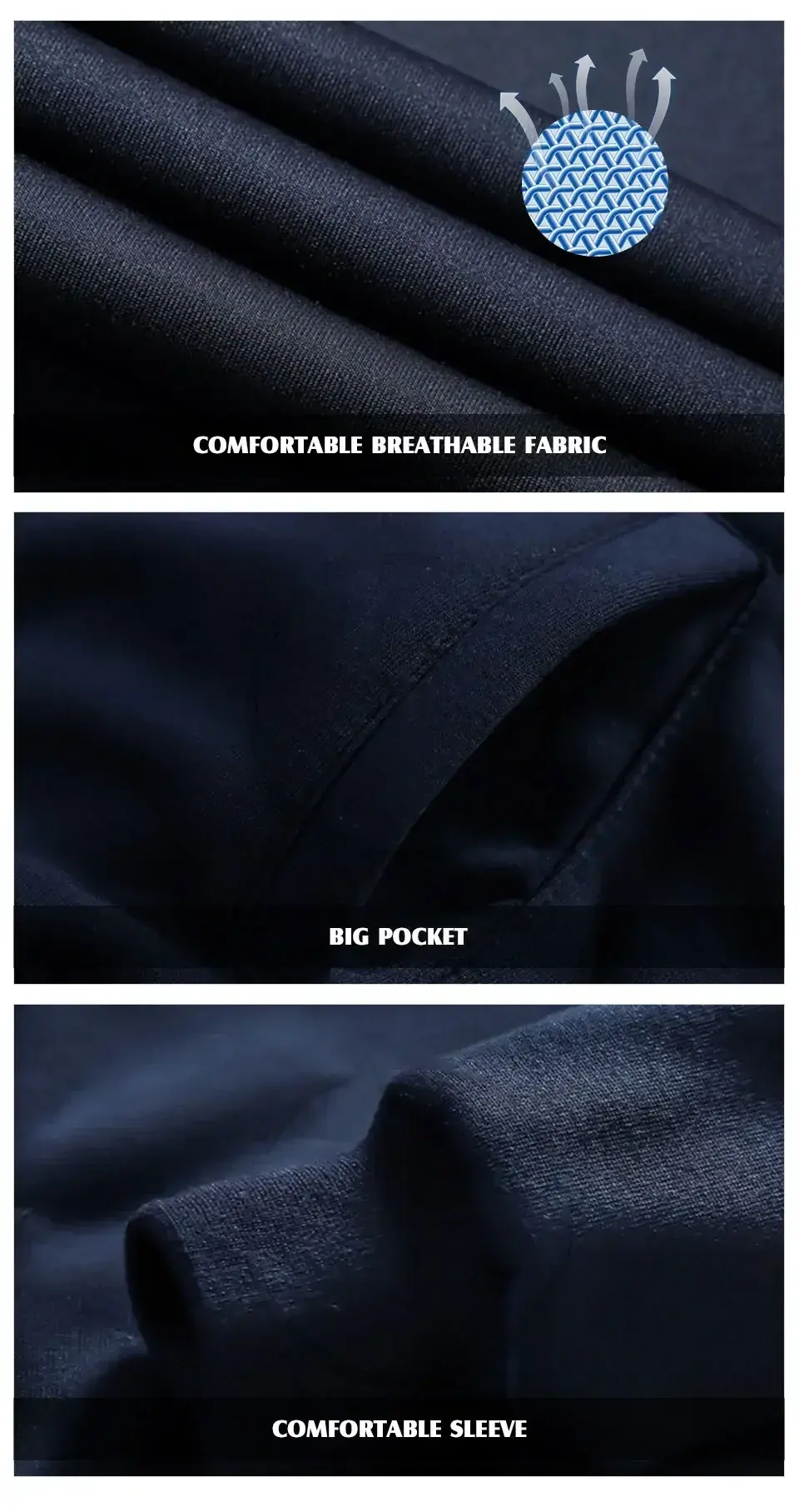 Thumbnail: Winter Men's Sports Suit with Fleece and Warm Standing Collar Jacket+men's Draws