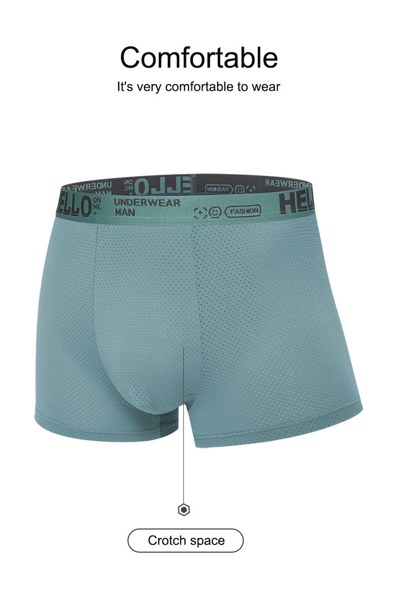 Thumbnail: 4pcs/set Men Boxer Shorts Ice Silk Men's Underwear Fashion Breathable Soft Under