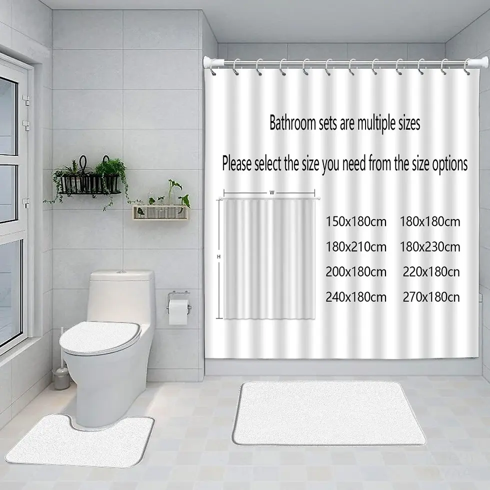 Thumbnail: Pink Glitter Rose Shower Curtain and Rug Bathroom Set Floral Pink Glitter Shower