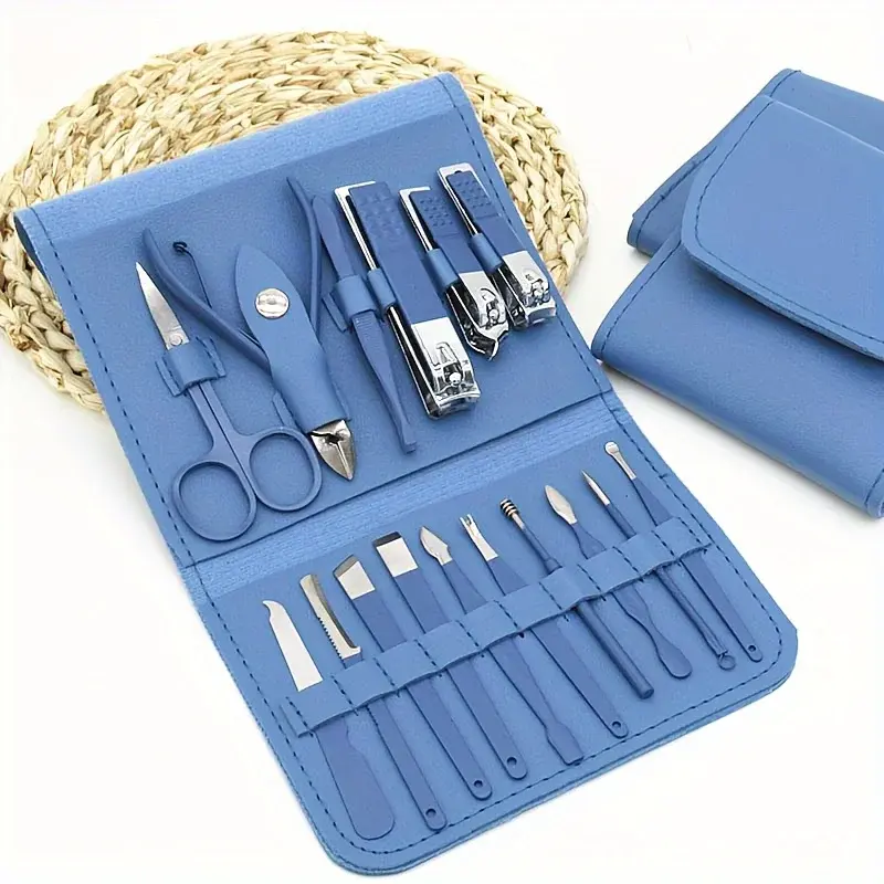Thumbnail: 16pcs Professional Nail Clippers and Cuticle Nippers Set with Travel Case Manicu