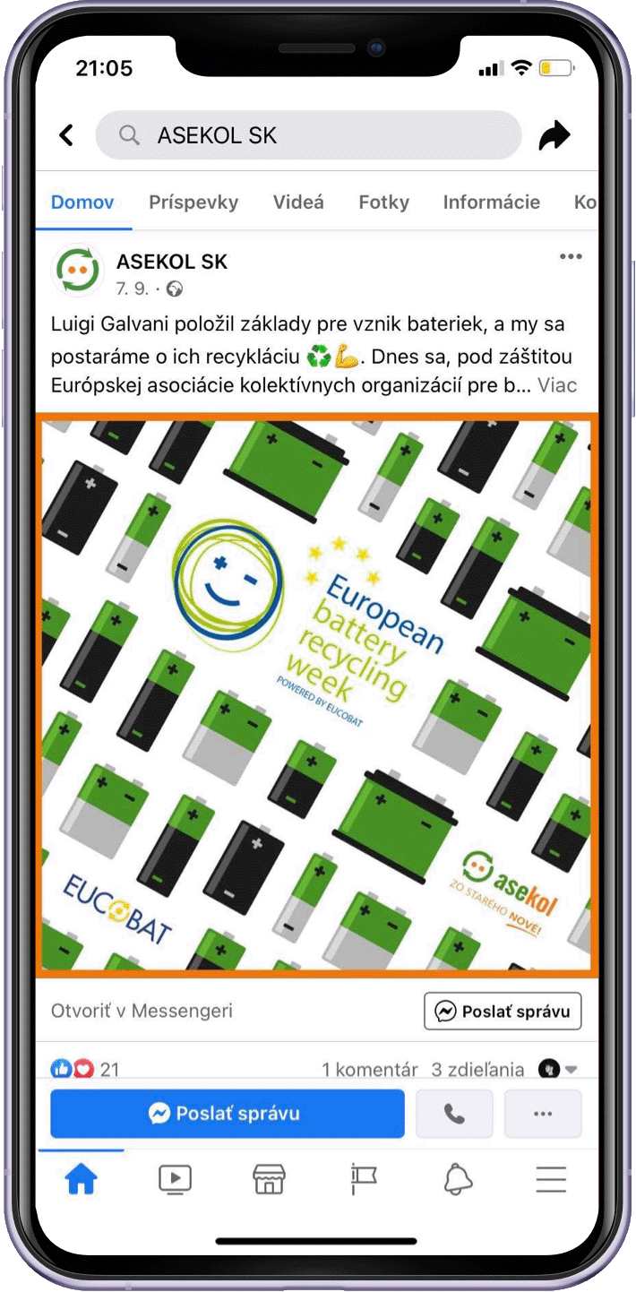 Asekol sociálne siete mobil