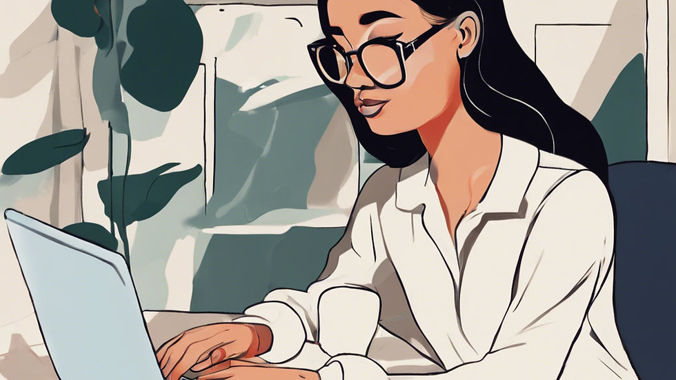 Woman working on a laptop